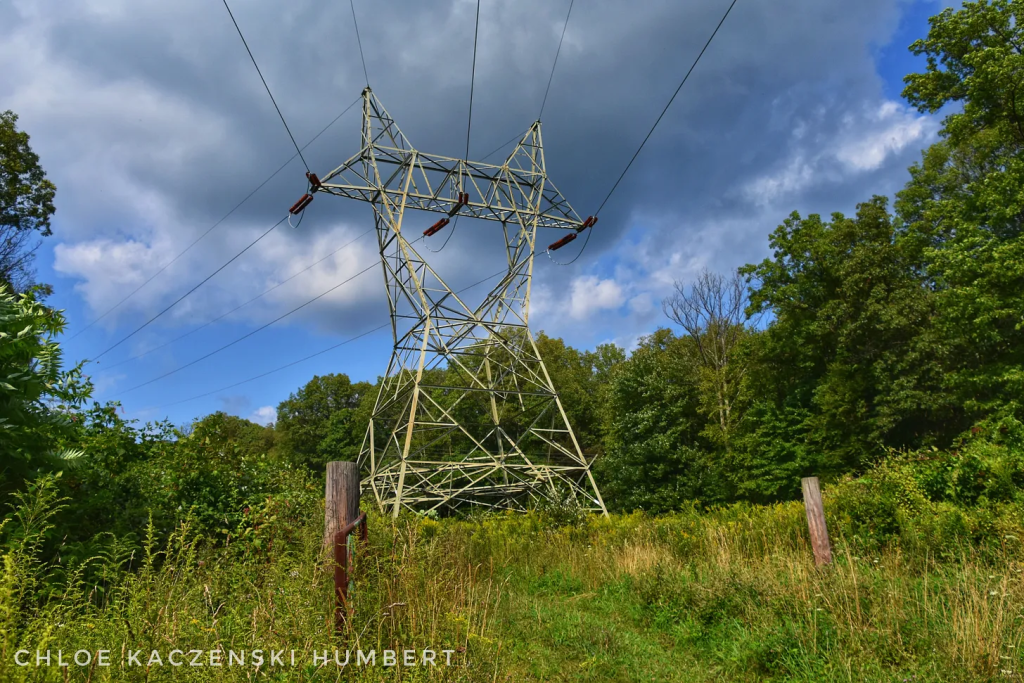 Electric pylon near Council Cup Outlook Wapwallopen Pennsylvania, August 20, 2017, photo by Chloe Kaczenski Humbert.